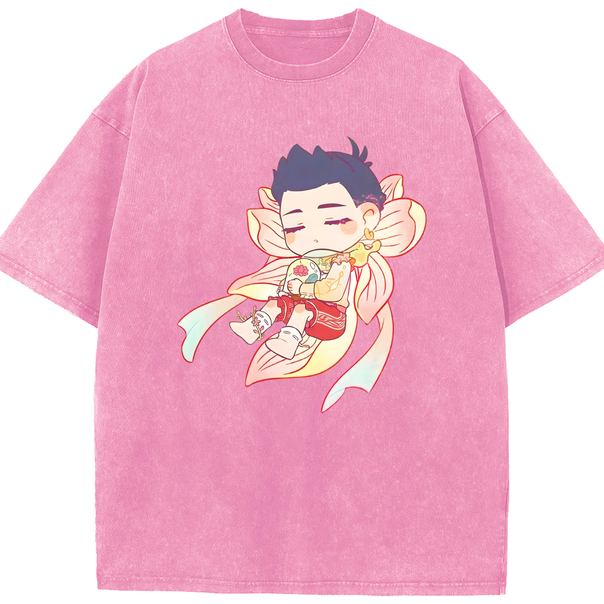 （画像用） Ne Zha 2 ナタ 魔童の大暴れ 綿100% ヴィンテージ風 半袖Tシャツ（フロントプリント）
